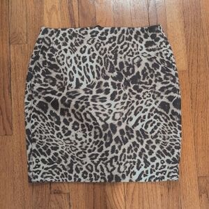 CAbi Black and Cream Animal Print Pencil Skirt